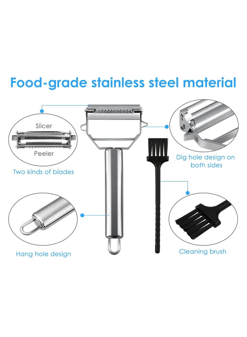 OSHIMA Peeler Shredder, Stainless Steel Fruit and Vegetable Handheld Shredder for Kitchen, 2-in-1 Peeler with Multi-Functional for Peeling Potatoes, Carrot, Cucumber and Melon - Image 3